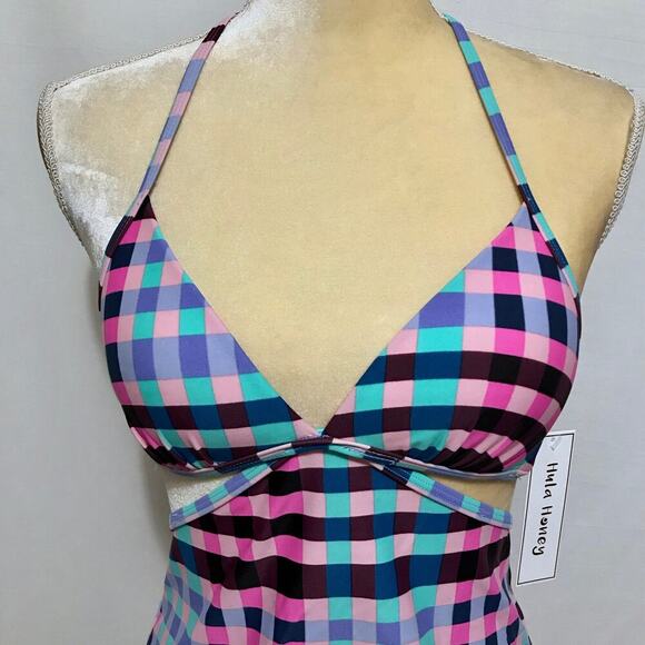 Hula Honey NWT Gingham Halter Tankini Women XS - Picture 3 of 10